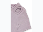 Girl's Keyhole Short Sleeve Ribbed Top in Lilac