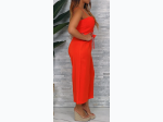 Junior's Spaghetti Strap Wide Leg Jumpsuit in Orange