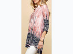 Women's Paisley Tie Dye Print Roll Up Sleeve Tunic - 2 Color Options