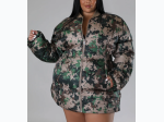 Plus Size Puffer Zip Jacket - 2 Print Options