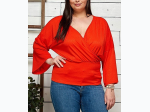 Plus Size Wide Bell Sleeves Ruched Waist Top - 3 Color Options