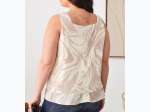 Plus Size Marbled Print Sleeveless Ruffle Hem Square Neck Top