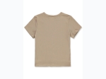 Girl's Keyhole Short Sleeve Ribbed Top in Khaki