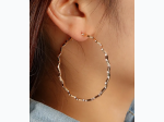 Women's Exaggerated Wave Large Hoop Earrings in Gold