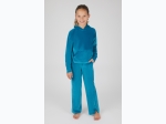 Girl's Rib Velour Pullover Hoodie and Straight Pant Set - 2 Color Options