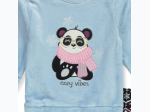 Girl's Cozy Vibes Panda Faire Isle Legging Set in Blue