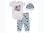 Baby Boy Dino-Mite 3pc Dino Print Set w/ Matching Beanie