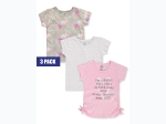 Girl's Pink Velvet 3pk Printed T-Shirts in Pink, White & Grey - Size 4-6x