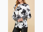 Women's Cow Print Long Sleeve Top With Open Thumb Cuff - 2 Color Options