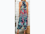 WOMEN'S PAISLEY SLEEVELESS MOCK NECK MAXI DRESS