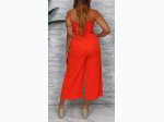 Junior's Spaghetti Strap Wide Leg Jumpsuit in Orange