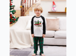 Unisex Kids Santa Grinch Merry Christmas Green Plaid Pajamas Set