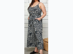 PLUS SIZE ANIMAL PRINT WAIST TIE WIDE-LEG JUMPSUIT - Grey Leopard