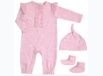 3-Piece Baby Box Set - 0-6 Months - Pink Ruffles