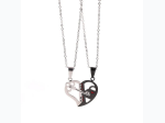 Couple's Key Stitching Heart Pendant Stainless Steel Necklace