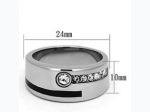 Men's High Polished Stainless Steel Ring w/ Top Grade Crystal