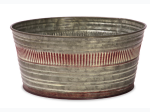 Round Silver & Red Metal Ridge Basket - 9 in