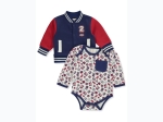 Baby Boy 3pc Jogger & 2 Cute Varsity Jacket Set in Navy