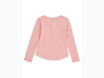 Girl's Star Ride Pointelle Faux Button Y-Neck Top in Blush