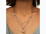 Women's Star Moon Faceted Tear Drop Layered Necklace in Gold