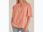 Plus Size Solid Petal Flutter Sleeve Loose Blouse - 3 Color Options