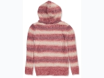 Girl's Chenille Striped Hooded Sweater in Dusty Rose