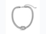 Women's Knotted Double Chain Clavicle Necklace in Silver