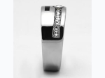 Men's High Polished Stainless Steel Ring w/ Top Grade Crystal