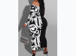 Plus Size Colorblock Off Shoulder Long Sleeve Maxi Dress - 2 Color Options