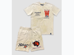 Men's - Basketball Acid Wash Chenille Tee & Fleece Shorts Set - 2 Color Options