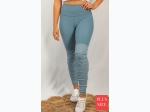 Plus Size High Waisted Solid Knit Ruched Leggings In Seafoam