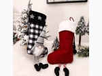 Checkered Plaid 3-D Gnome 17" Christmas Stocking