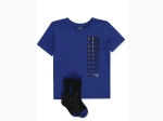 Boy's PUMA Vertical Logo T-Shirt & Sock Set in Blue - Size 4-7