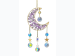 Large Amethyst Gemstone Moon Prism Suncatcher - 16"