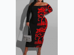 Plus Size Colorblock Off Shoulder Long Sleeve Maxi Dress - 2 Color Options