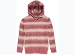 Girl's Chenille Striped Hooded Sweater in Dusty Rose