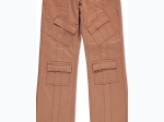 Girl's Poplin Cargo Pants in Mocha