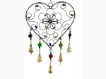 Decorative Filigree Heart Wind Chime w/ Bells & Beads - 24" L