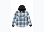 Boy's Plaid Flannel Button-Up Hooded Shirt - 4 Color Options