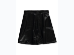 Girl's Faux Leather A-Line Skirt in Black