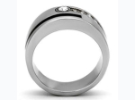 Men's High Polished Stainless Steel Ring w/ Top Grade Crystal