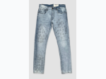 Men's Logo Embossed Denim Jeans in Ice Blue Wash