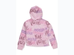 Girl's Lilo & Stitch Worded Graphic Print Hoodie in Pink