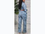 Junior's Tie Dye Long Sleeve Crop Jacket & Pants Set - 2 Color Options