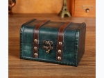 Antique Wooden Trunk Chest Box in Green