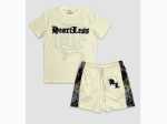 Men's Heartless Tapestry Detail Short Set - CREAM - SIZE S