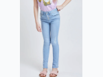 Girls Exposed Buttons High Rise Skinny Jean - Ripped Medium Light Wash Sizes 7 - 14