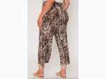 Plus Size Elastic Waist Flood With Drawstring Hem - Animal Print