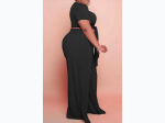 Plus Size Tied Detail Top Wide Leg Pants Set - 2 Color Options