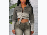 Women's Washed Cropped Denim Jacket - 2 Color Options